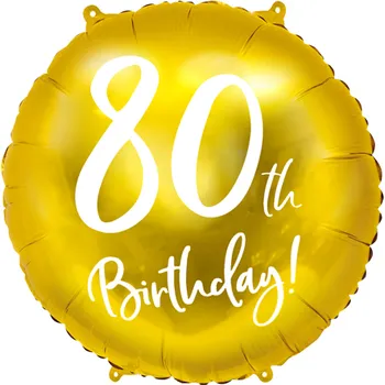 Balónek PartyDeco Balonek fóliový číslo 80 zlatý, 45 cm