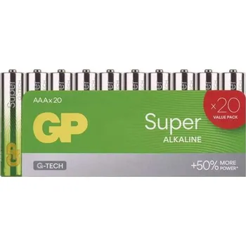 Článková baterie Baterie AAA (R03) alkalická GP Super 20ks