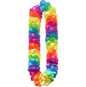 Karnevalový doplněk GoDan Havajský věnec saténově barevný, 120 cm