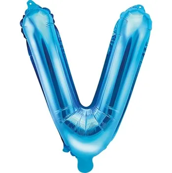 Balónek PartyDeco Fóliové písmeno V modré, 35 cm