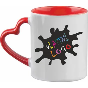 ON-DESIGN Hrnek s uchem ve tvaru srdce s vlastním potiskem Barva: červená