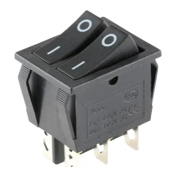 vypínač Kolébkový vypínač dvojitý obdélníkový, černý 250V/15A