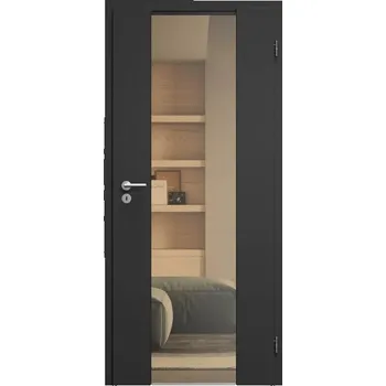 Interiérové dveře SAPELI HARMONIE KOMFORT M40 - CPL LAMINÁT - OTOČNÉ DVEŘE VČ. ZÁRUBNĚ - černá grafit Průchozí šířka (cm): 60, Průchozí výška (cm): 210, Typ skla: Planibel bronz