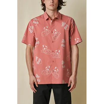 Pánská košile Košile Globe UNDERGROUND HOLIDAY SS SHIRT Red Smoke velikost XL