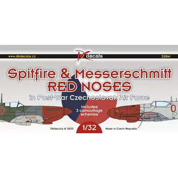 Plastikový model DK decals 1/32 Spitfire & Messerschmitt RED NOSES (3x camo)