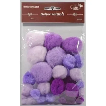 Set školních potřeb Pompony tonacyjne fioletowe 15-40mm 30szt