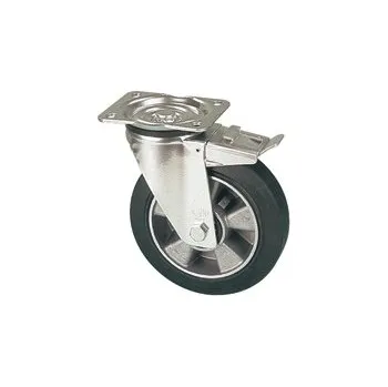 Pojezdové kolečko ZVK 250/GMD Otočné kolo s černou gumovou obručí s brzdou 7220061