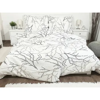 Povlečení Krepové povlečení Větvičky bílé francouzský rozměr 2x70x90/200x220