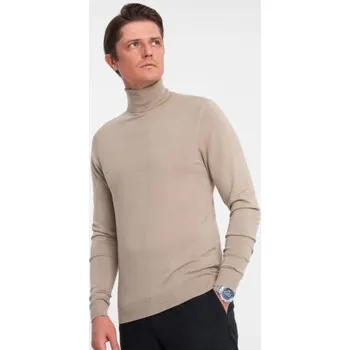 Pánský svetr Pánský pletený rolák s viskózou V5 OM-SWTN-0101 béžové