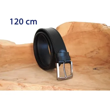 Módní doplněk Pánský kožený pásek černý 25-1-60 obvod pasu 120 cm - dlouhý 120 cm