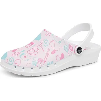 Pracovní obuv Pantofle Suecos Oden+ Medical pink Bílá/Potisk 38