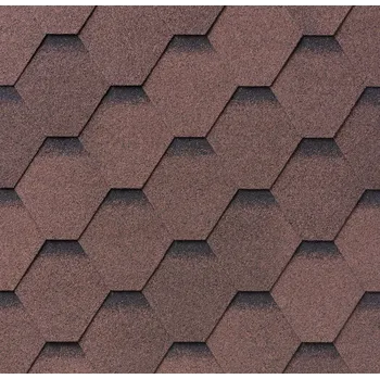 asfaltová šindel IKO klasické šindele SUPERGLASS HEX 3 tabulový 27 - Podvojná Hnědá Ultra - samolepivý