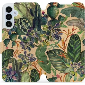 Pouzdro na mobilní telefon Flipové pouzdro Mobiwear - Samsung Galaxy A25 5G - VP05S Sukulenty (Knížkové flip pouzdro, obal, kryt na mobil Samsung Galaxy A25 5G - VP05S Sukulenty, materiál Umělá kůže + TPU - ochrana 360°, stojánek, silikonová vanička, magnetické zavírání)