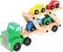 Dřevěná hračka Kruzzel 22698 Tahač s návěsem a autíčky 32 cm