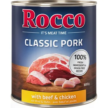Krmivo pro psa 12x800g Rocco Classic Pork - hovězí a kuřecí