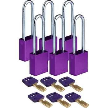 Visací zámek Visací zámky SafeKey, z hliníku, BJ = 6 ks, výška třmenu 76,20 mm, fialová