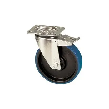 Pojezdové kolečko NDK 125/GRD Otočné kolo s modrou polyuretanovou obručí s brzdou 7250133