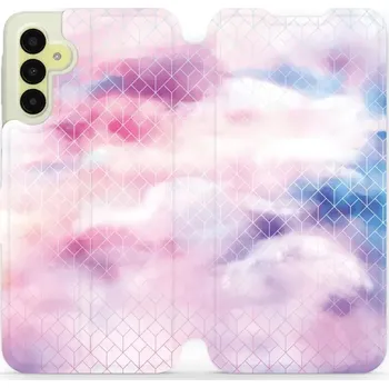 Pouzdro na mobilní telefon Flipové pouzdro Mobiwear - Samsung Galaxy A15 / A15 5G - MR02S Vodovkové obrazce (Knížkové flip pouzdro, obal, kryt na mobil Samsung Galaxy A15 / A15 5G - MR02S Vodovkové obrazce, materiál Umělá kůže + TPU - ochrana 360°, stojánek, silikonová vanička,)