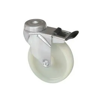 Pojezdové kolečko ENA 050/QLDP Otočné bílé polyamidové kolo s otvorem a brzdou 7090206