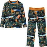 vidaXL Dětské pyžamo s dlouhým rukávem tmavě zelené 92 [13364]