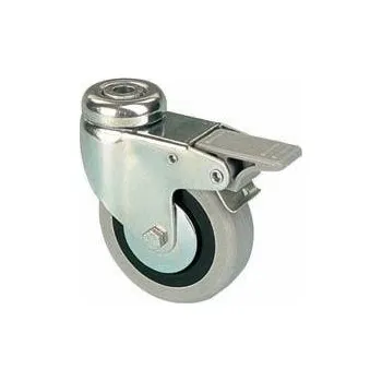 Pojezdové kolečko EGA 100/QLDP Otočné kolo s šedou pryžovou obručí s otvorem a brzdou 7100178