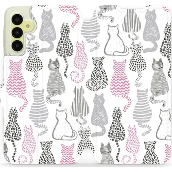 Pouzdro na mobilní telefon Flipové pouzdro Mobiwear - Samsung Galaxy A15 / A15 5G - MX01S Kočičí zádíčka (Knížkové flip pouzdro, obal, kryt na mobil Samsung Galaxy A15 / A15 5G - MX01S Kočičí zádíčka, materiál Umělá kůže + TPU - ochrana 360°, stojánek, silikonová vanička, magnetick