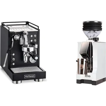 Kávovar La Pavoni Mini Cellini, black + Eureka Mignon Zero, CR white