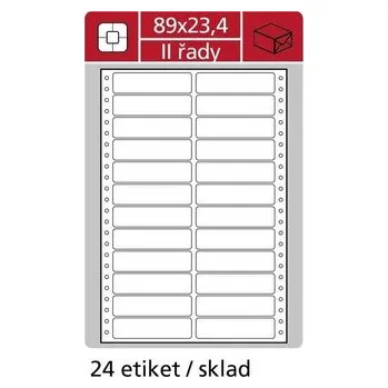 Samolepící etiketa Tabelační dvouřadé etikety, 89 x 23,4 mm, 12000 ks