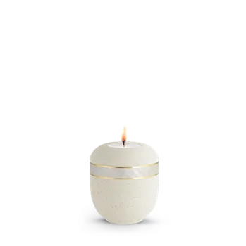 Smuteční dekorace Keramická miniurna Rock Creme - Perleťový pásek