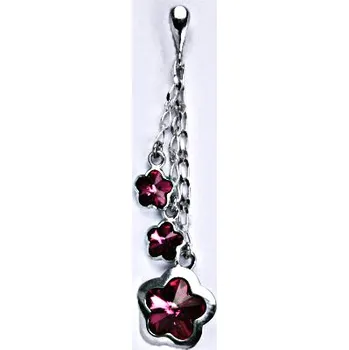 Přívěsek Stříbrný přívěsek kytičky Swarovski krystaly fuchsie - P1296/1297 (Stříbrný přívěsek Swarovski krystaly )