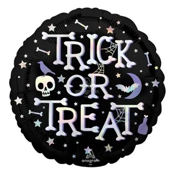 Balónek Foliový balonek černý - Trick or Treat - 45 cm