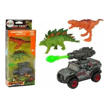 Figurka Zestaw dinozaury 2szt + samochód z rakietą zieloną