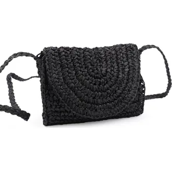 Kabelka Háčkovaná kabelka z rafie - lýka crossbody 16x21 cm 4 černá