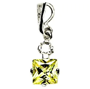 Přívěsek Stříbrný přívěsek čtverce zirkony , olivine - P1249 (Stříbrný přívěsek se zirkony)