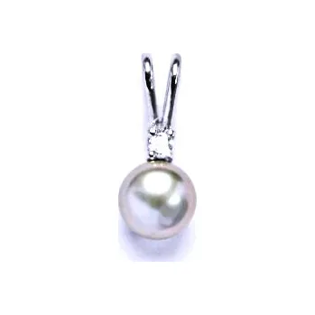 Přívěsek Stříbrný přívěsek přírodní perla růžová - P1243 (Stříbrný přívěsek s perlou 6 mm a zirkonem)