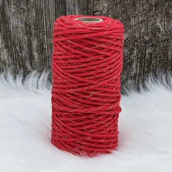 Příze Velká vlna Macrame 1,5mm Vlčí mák se zlatem (Špagát na macrame Vianočný divý mak)