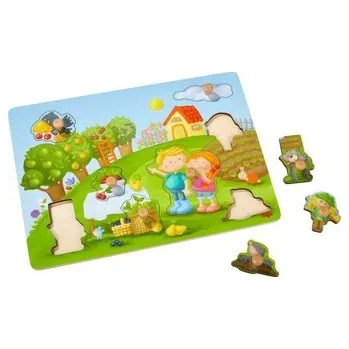 Dřevěná hračka Puzzle nakładane W ogrodzie