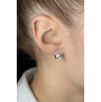 Náušnice Couple, Nadčasové náušnice Gisa, bílé zlato se zirkony, 6680373-0-0-1