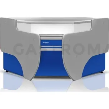 Výdejník vody Pokladní pult nechlazený, rohový, vnitřní s deskou z nerezové oceli a osvětlením podhledů 1300x1070x910 mm | RAPA, LK-D3/NW