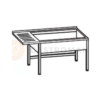 Nerezový dřez Stůl s dvoukomorovým dřezem z pravé strany 1800x600x900 mm, s prodlouženým odkapávačem a podstavcem | RILLING, AST C618C 2RTO