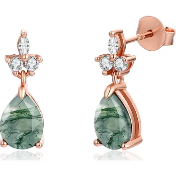 Náušnice Olivie Stříbrné náušnice MECHOVÝ ACHÁT ROSE 8406 Ag 925; ≤1,8 g.