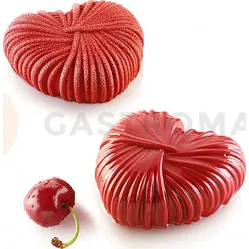 Výroba svíčky Forma na moučníky a dezerty, vlněné srdce 6x 110 ml, 82x77x31 mm + vykrajovátko | SILIKOMART, Lovely 110