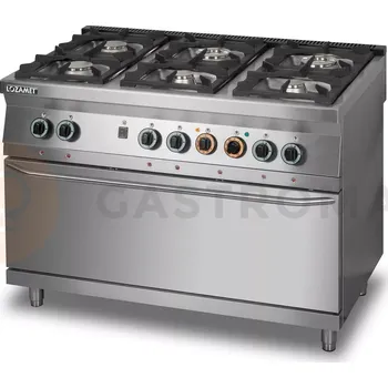 Sporák Plynový sporák se 6 hořáky a elektrickou troubou 3xGN 1/1, 1200x700x900 mm | LOZAMET, L700.KG6-PE-max