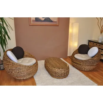 Sedací souprava Ratanová sedací souprava Baverly 2+1 banánový list