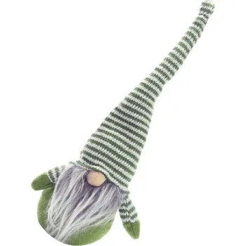 Vánoční dekorace Vánoční skřítek elf gnome dekorace 30 cm zelený s pruhy