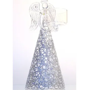 Svícen Anděl na svíčku stříbrný dekor