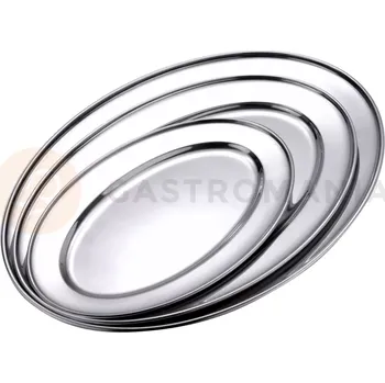 Servírovací stolek Tác z nerezové oceli, oválný 350x220x16 mm | CONTACTO, 3/350