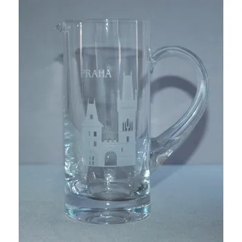 Skleněný džbánek 300ml pískovaný motiv Malostranská mostecká věž