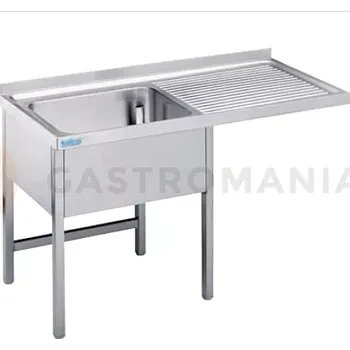 Nerezový dřez Stůl s jednokomorovým dřezem z levé strany 1200x600x900 mm, s prodlouženým odkapávačem a základnou | RILLING, AST C612C 1LTO