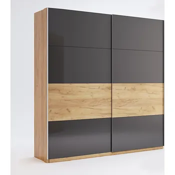 Šatní skříň Šatní skříň Ramona s posuvnými dveřmi 200 cm Dub Craft/Matná láva